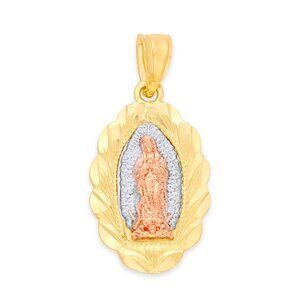 10k Solid Gold Guadalupe Pendant - Virgin Mary Religious Jewelry Gifts for Her